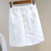elastic waist elastic anti glare denim skirt womens summer new slim a line hip skirt vintage korean fashion clothing