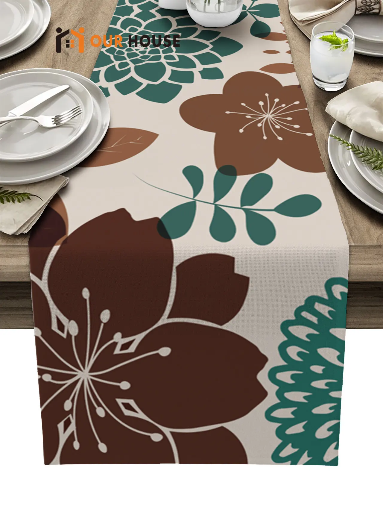 

Цветочные листья, красочный узор, Популярная Настольная дорожка для свадьбы, вечеринки, кофейного столика, Декор, современная домашняя кухо...