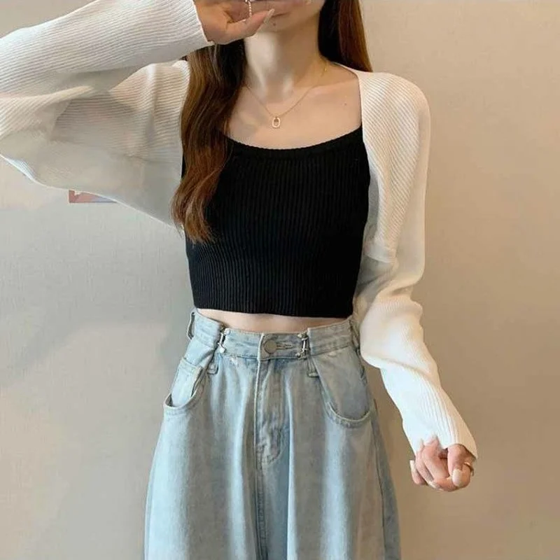 Женские короткие свитера карамельных цветов милые вязаные с открытым стежком