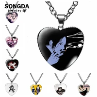 nana anime necklace ladies accessories oosaki cartoon figure cosplay heart pendant glass fashion trend women punk collar jewelry