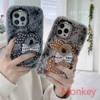 cute rabbit fur plush phone shell for xiaomi redmi note11 10 9 pro 11s 10s 9s 10t 10c 10a 9t 9a 9c mi m3 x3 11t pearl phone case