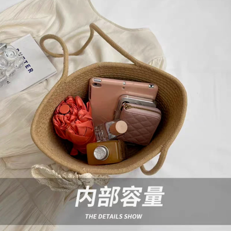 Плетеная соломенная сумка для женщин вместительный пляжный тоут на ремне с