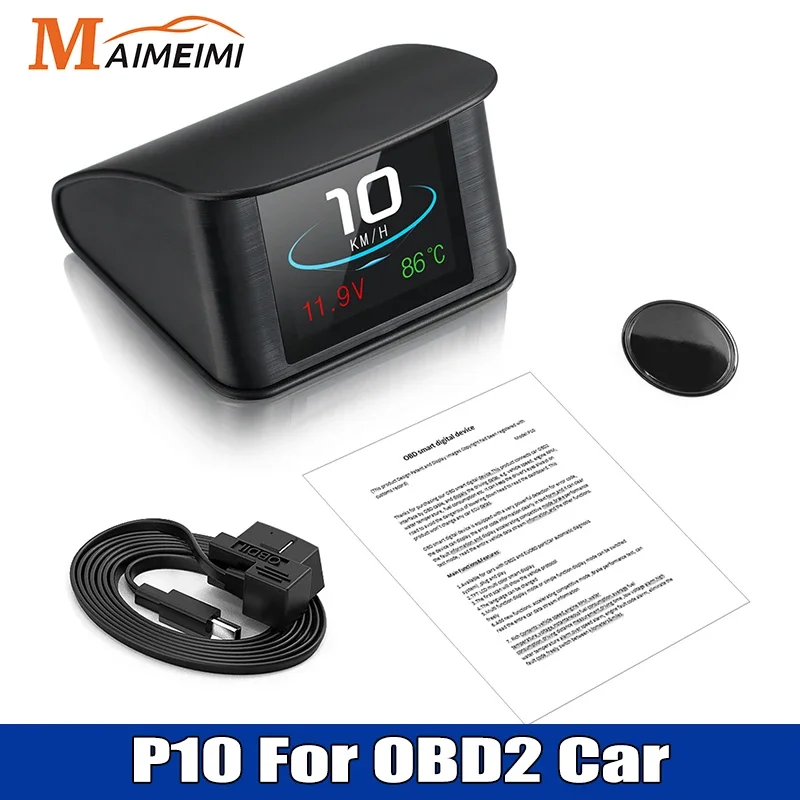 

P10 HUD Универсальный спидометр OBD GPS Smart Цифровой проекционный дисплей Сигнализация превышения скорости Код неисправности двигателя Автомобильный навигатор Автомобильный безопасный
