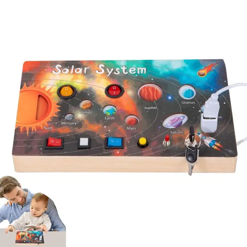 

Kids Busy Boards Solar System LED Light Up Busy Boards With Switches Interactive Montessori Kids Toys For Kindergarten Colorful