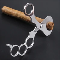 stainless steel cigar scissors finger buckle cigar cutter high quality guillotine for cigar cuban charuto accessories