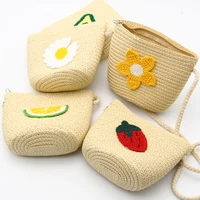 summer new fashion straw bag for girls%c2%a0cute shoulder bag for children kids%c2%a0straw crossbody handbag bag momen%c2%a0mini flower bag