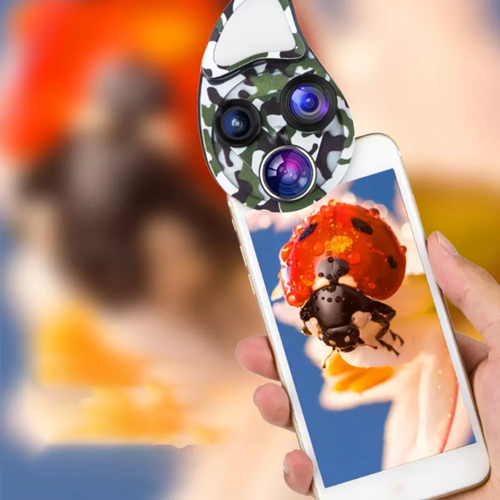 

4 In 1 Lens Kit With LED Light Wide Angle Gift Handheld Macro Universal Steady Accessories Portable For Phone