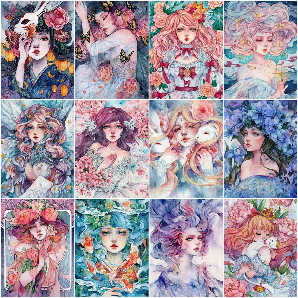 

HUACAN 5D Full Diamond Painting Girl Portrait Embroidery Women Picture Of Rhinestones Mosaic Decoration For Home