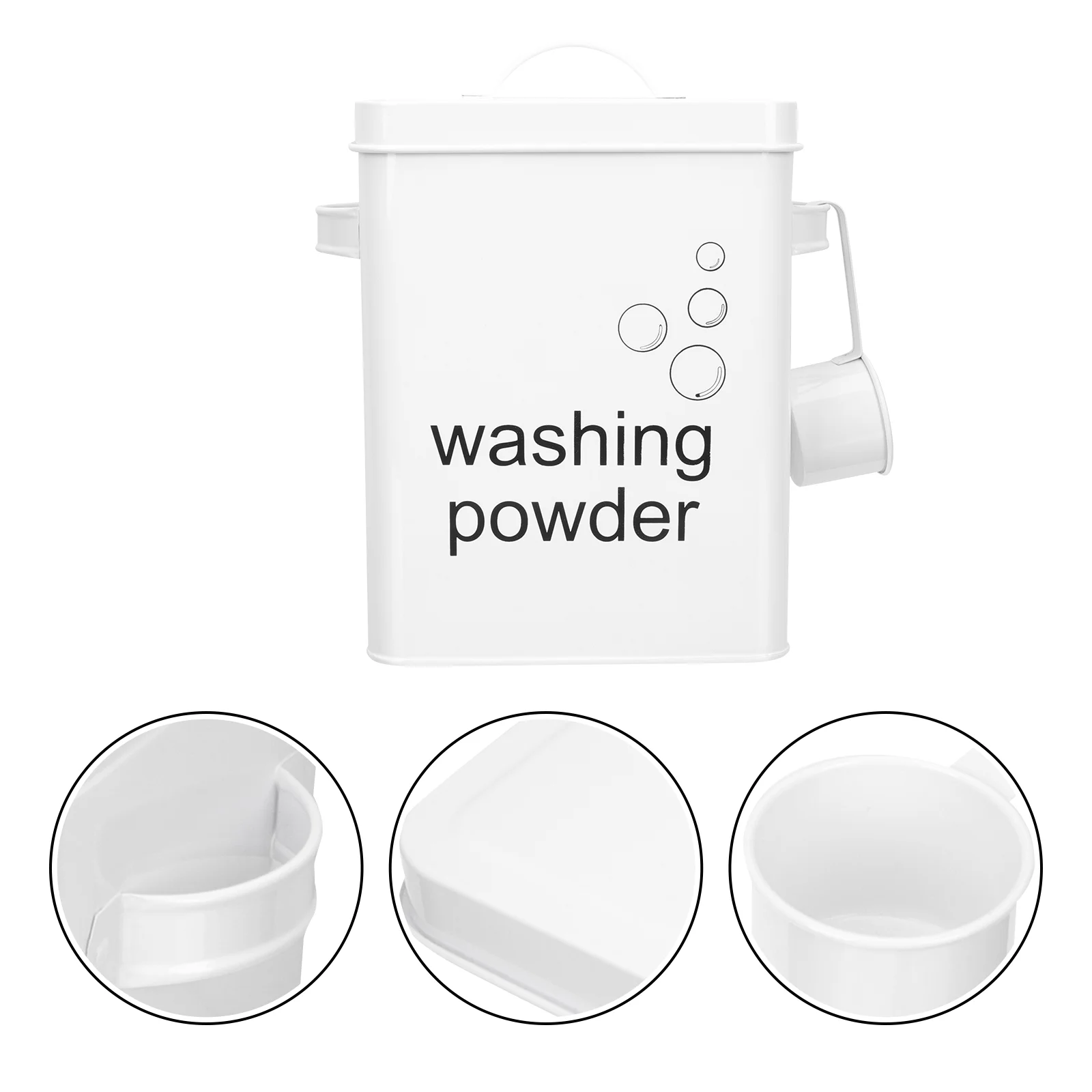 

Washing Powder Storage Bucket Metal Laundry Container Room Organizer Detergent Bin Holder Snack Containers