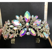 luxury princess headdress bride tiara crown ab crystal headbands prom party wedding accessories bridal hair jewelry ornaments