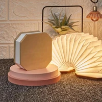 folding night light usb book lamp wooden led lights for bedroom decor rechargeable christmas gift home room decoration lighting