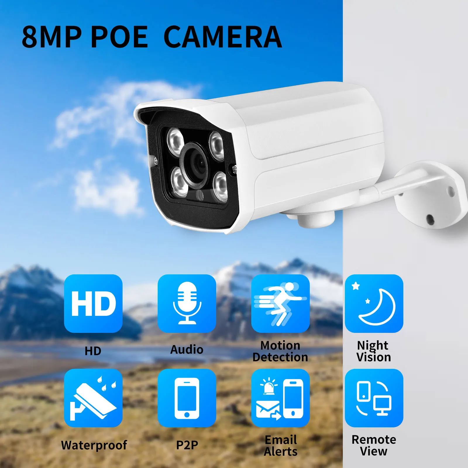 IP-камера Gadinan 8 Мп 4K Onvlf 5 ИК ночное видение |