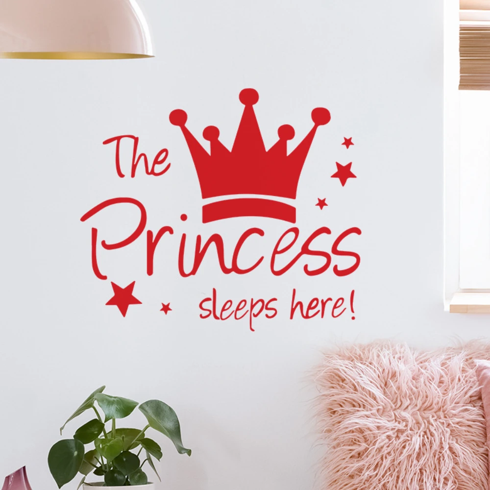 

Baby Crown Wall Sticker Mural Background Kids Living Room Removable Decal The Prince Princess Sleep Here Princess Bedroom Decor