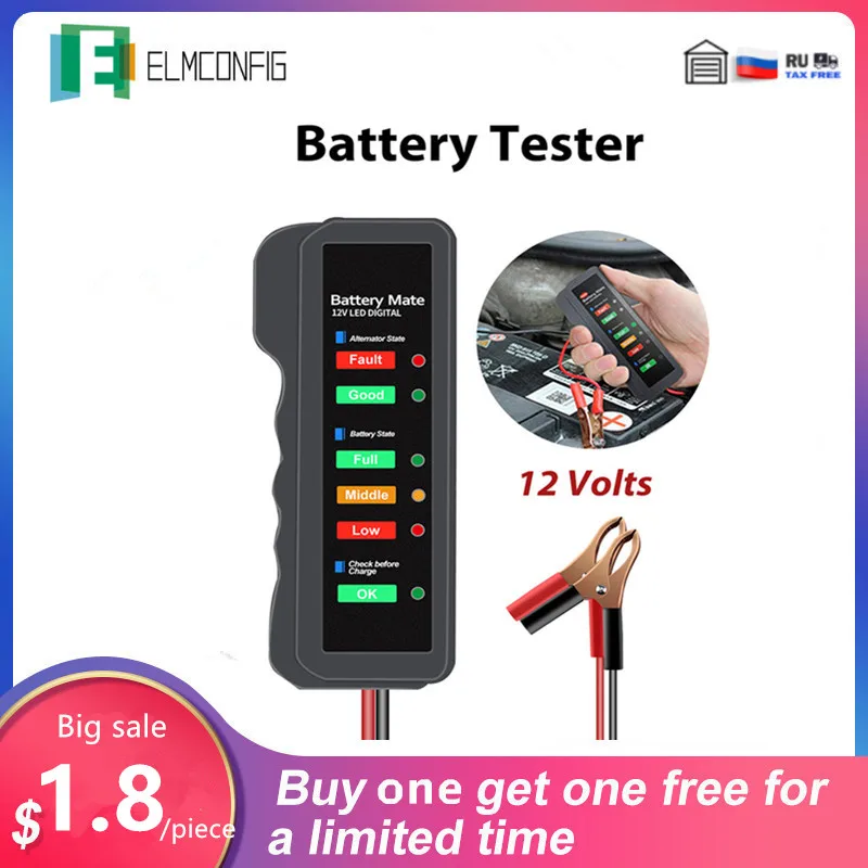 

Car Battery Tester BM310 Mini 12V Digital Auto Checker Alternator 6 LED Display Motorcycle Diagnostic Tool Automotive Scanner