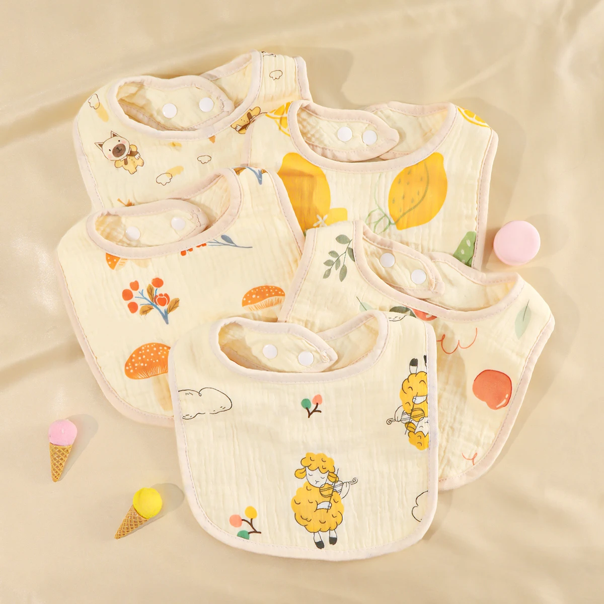 Хлопковый марлевый нагрудник в форме цветка 6 слоев креп милое для новорожденных