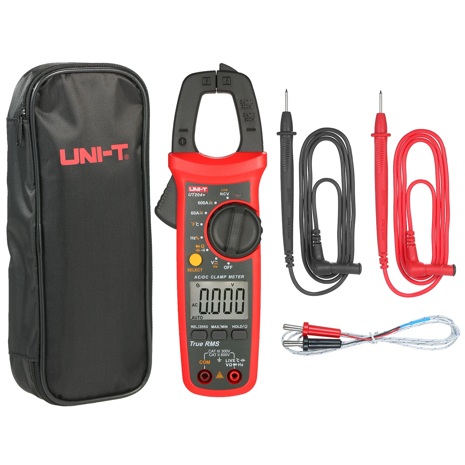 

UNI-T UT204+ 6000 Counts Digital Clamp Meter True RMS Multimeter Clamp Ammeter Voltage Meter AC/DC Current Clamp Tester