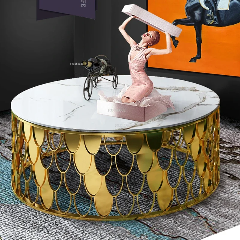 Современные искусственные Роскошные Металлические журнальные столики домашняя