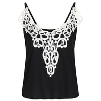sexy vintage lace panel black chiffon camisole top sexy plus size