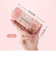 pocket compact thermos mug kawaii cute vacuum cup girl portable leakproof coffee insulated mug japanese style cherry blossoms