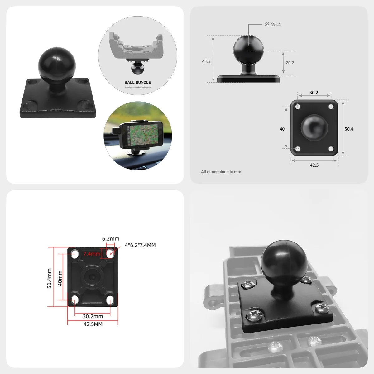 1 дюймовый шариковый адаптер квадратный кронштейн GPS для Garmin ZUMO Overlander GPSMAP 276Cx Monterra