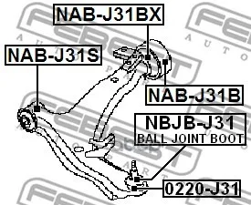 Опора Шаровая Nissan Murano Z50 Qashqai 06- Teana J31 0220-J31 Febest арт. |