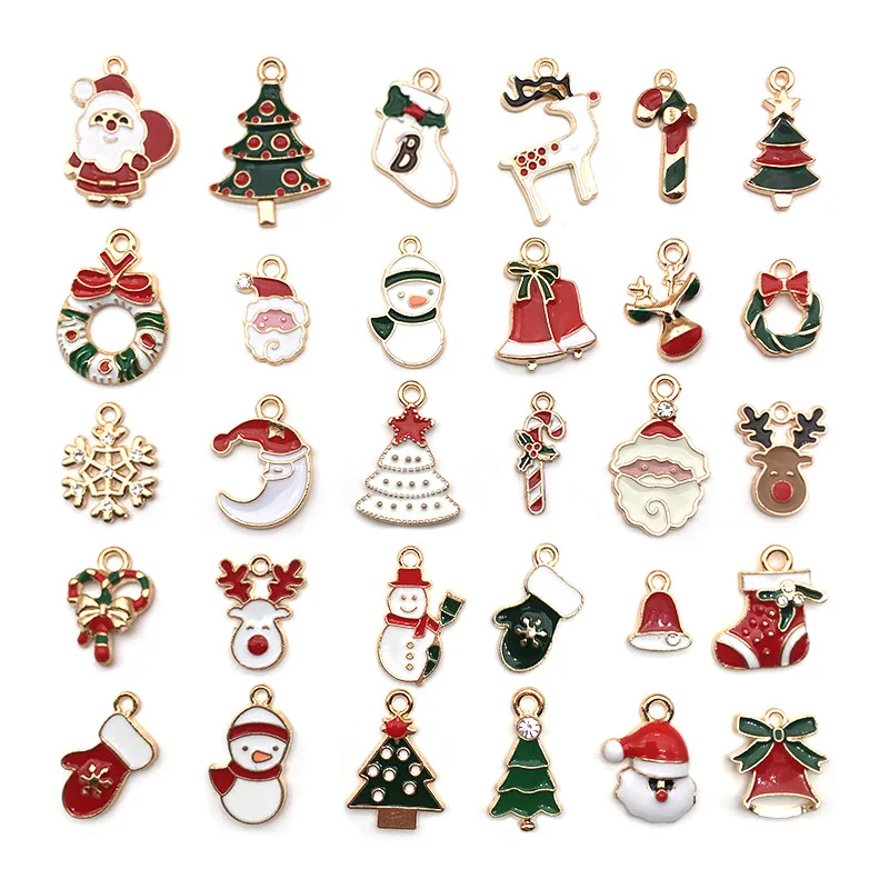 

Christmas New Year Collection Drip Alloy Small Pendant Bracelet Pendant DIY Jewelry Accessories 30pcs