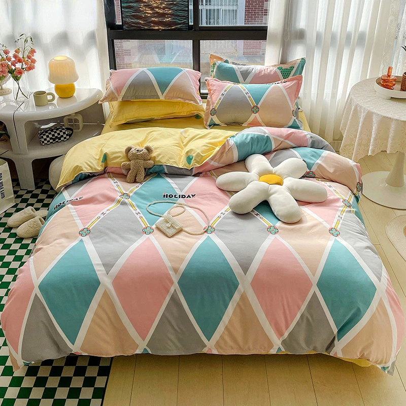 

4pcs bedding set bed linen 2 bedrooms Bedspread Sheet Couple Comforter Double Duvet Twin size Cotton 2 Seater Queen complete set
