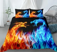 hand painting print crow skull fire dragon bedding set single twin double queen king size bed linen animal cartoon design quilt