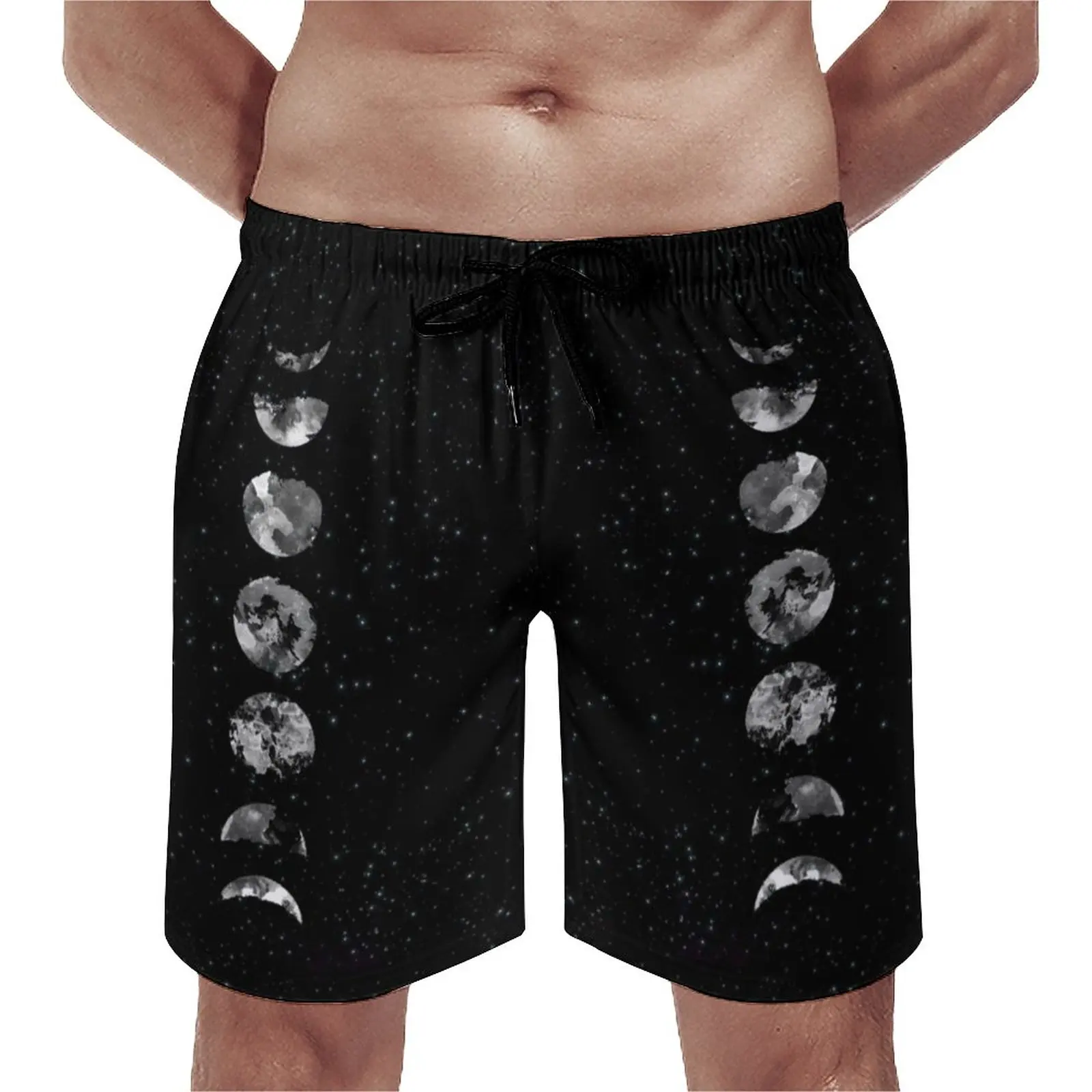 

Moon Phases Board Shorts Space Beach Swimming Trunks Polyester Pattern Men Swim Trunks