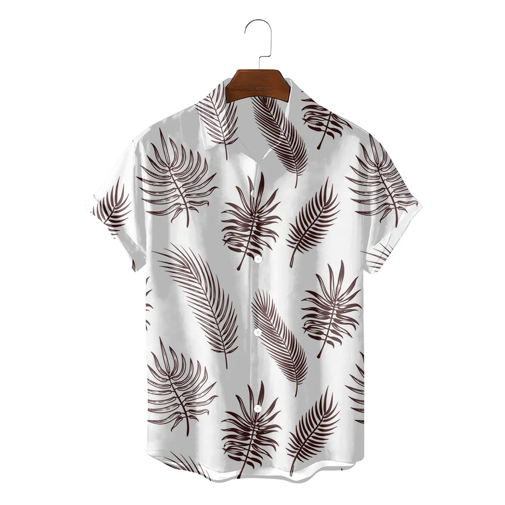 

Summer Men's Trend Loose Concise Hawaiian Shirts 2023 Brand Male Cozy Fashion 3D Leaves Streewear Social Party Beach Blusas Top