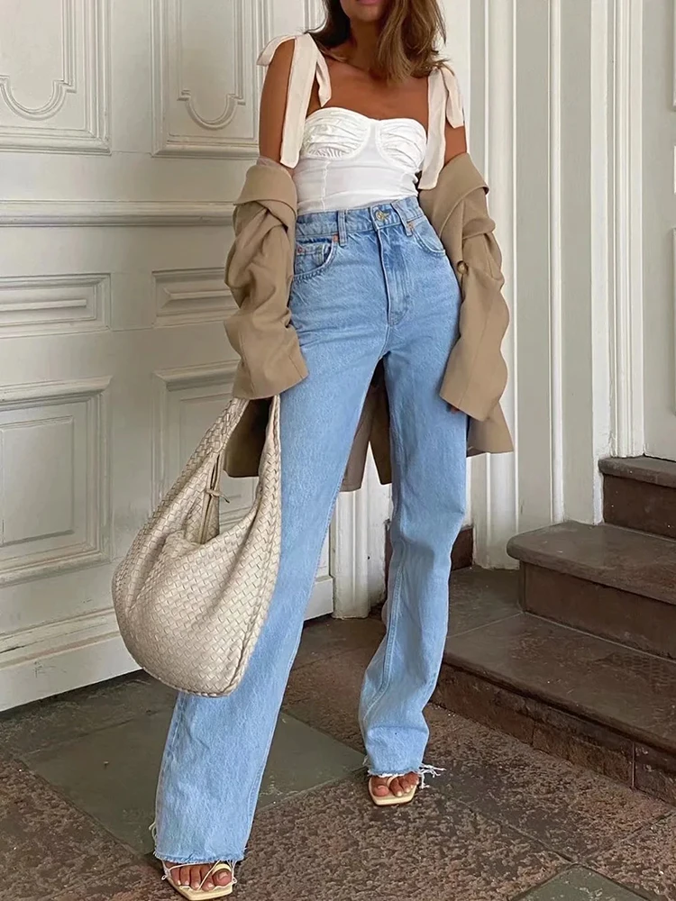 

Syiwidii High Waisted Jeans for Women Straight Mom Baggy Jeans Denim Vintage Streetwear Pants Clothes Full Length Long Trousers
