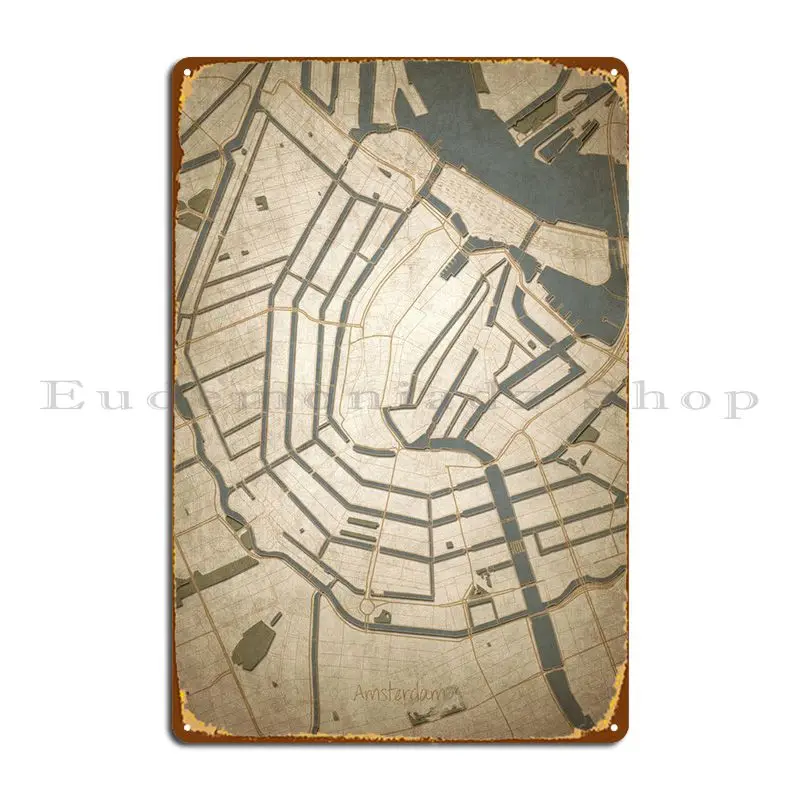 

Металлический плакат Амстердам в центре города, кухонные плакаты, дизайн кинотеатра, индивидуальный жестяной плакат