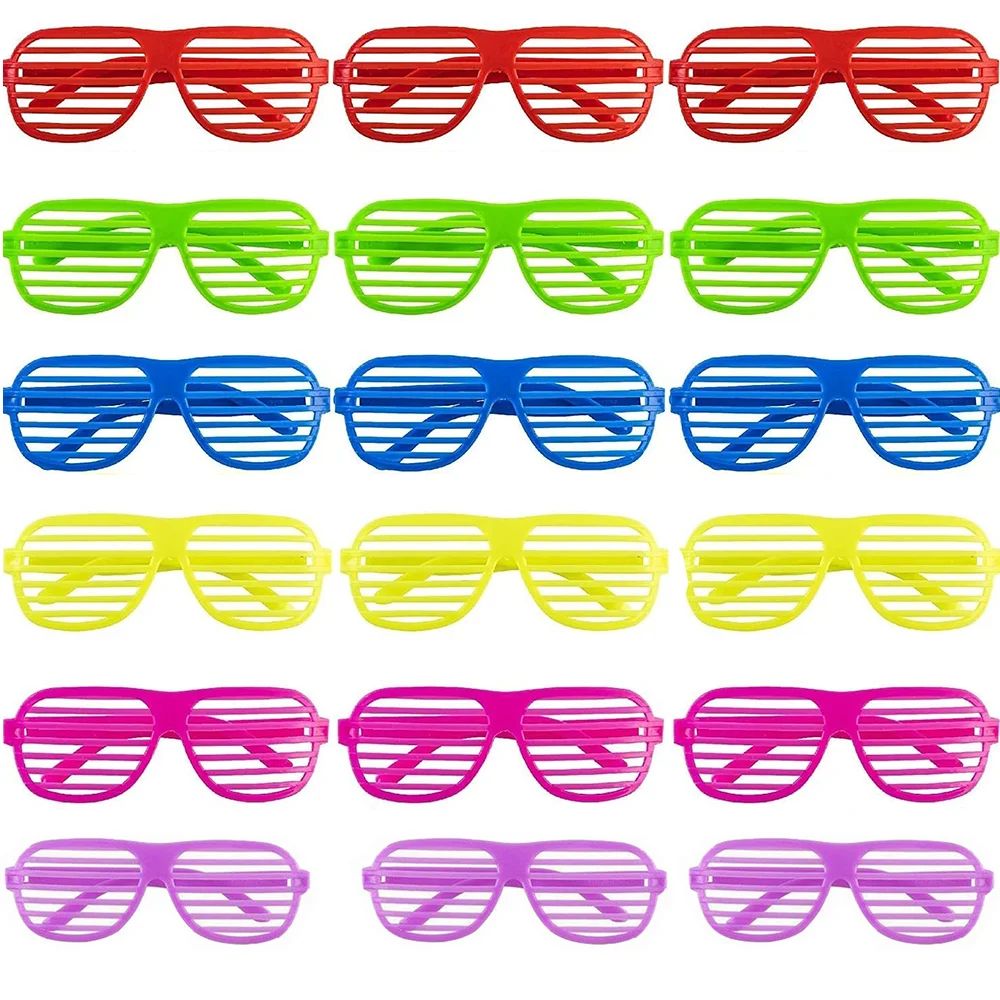 

6Pcs/Set Disco Party Decorations Neon Shutter Glasses Shades Eyeglasses 80s 90s Accessories Wedding Birthday Things Adults Kid