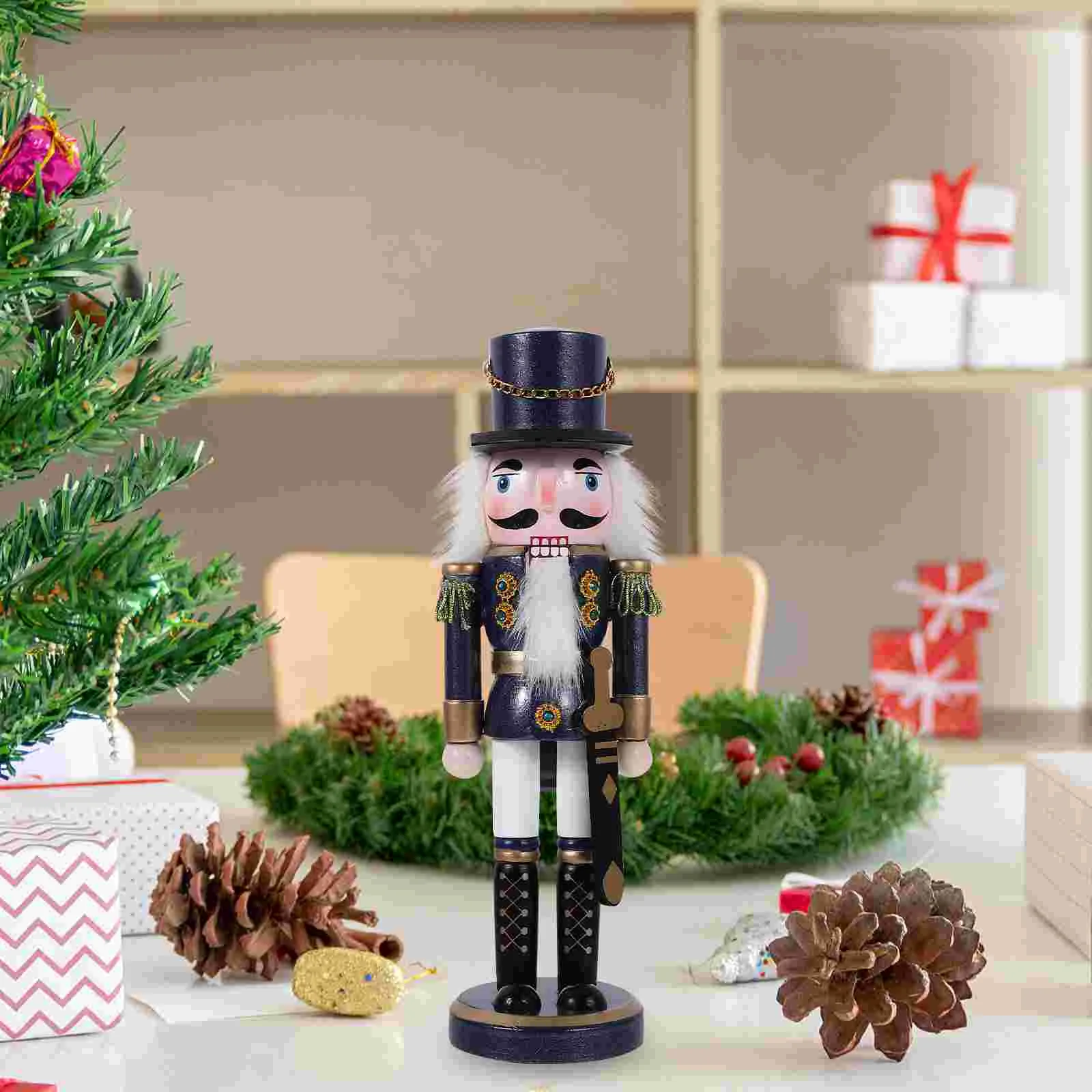 

Nutcracker Christmas Soldier Ornament Tabletop Soldiers Xmas Figure Table Walnut Centerpieces Bookshelf Holiday Statue Wooden