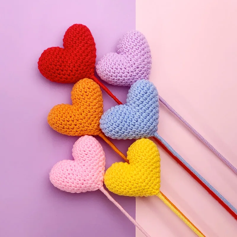 

Heart - Shaped Hand - Woven Bouquet Simulation Flower Crochet Wool Love Flowers Finished Gift