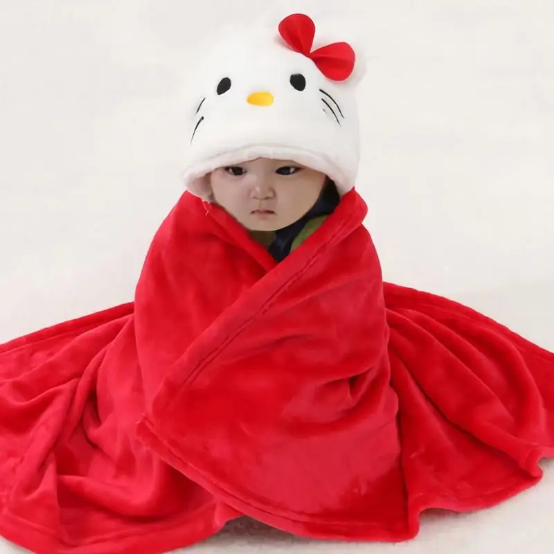 

cartoon hello kitty children plush cape hooded blanket cute baby Shawl Soft Newborn bath towel blanket Nap Blanket Warm kid gift