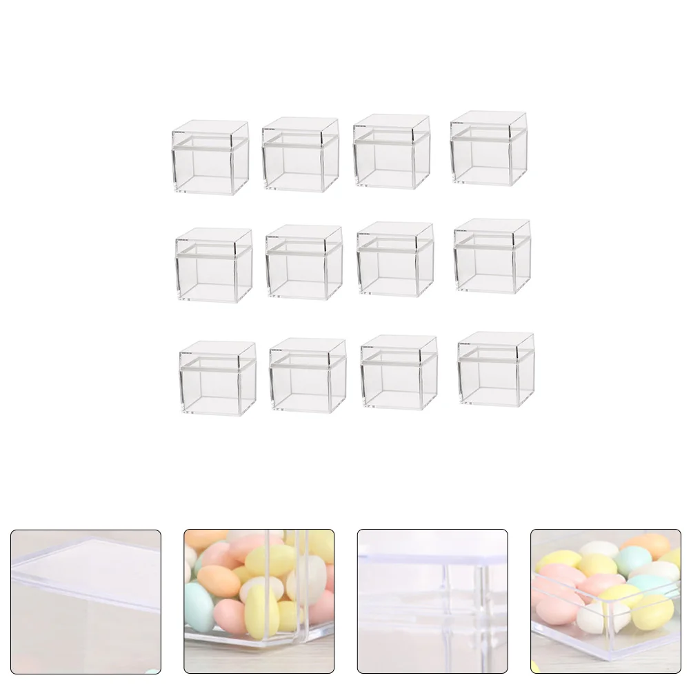 

12 шт., Квадратные прозрачные контейнеры для конфет, с крышкой