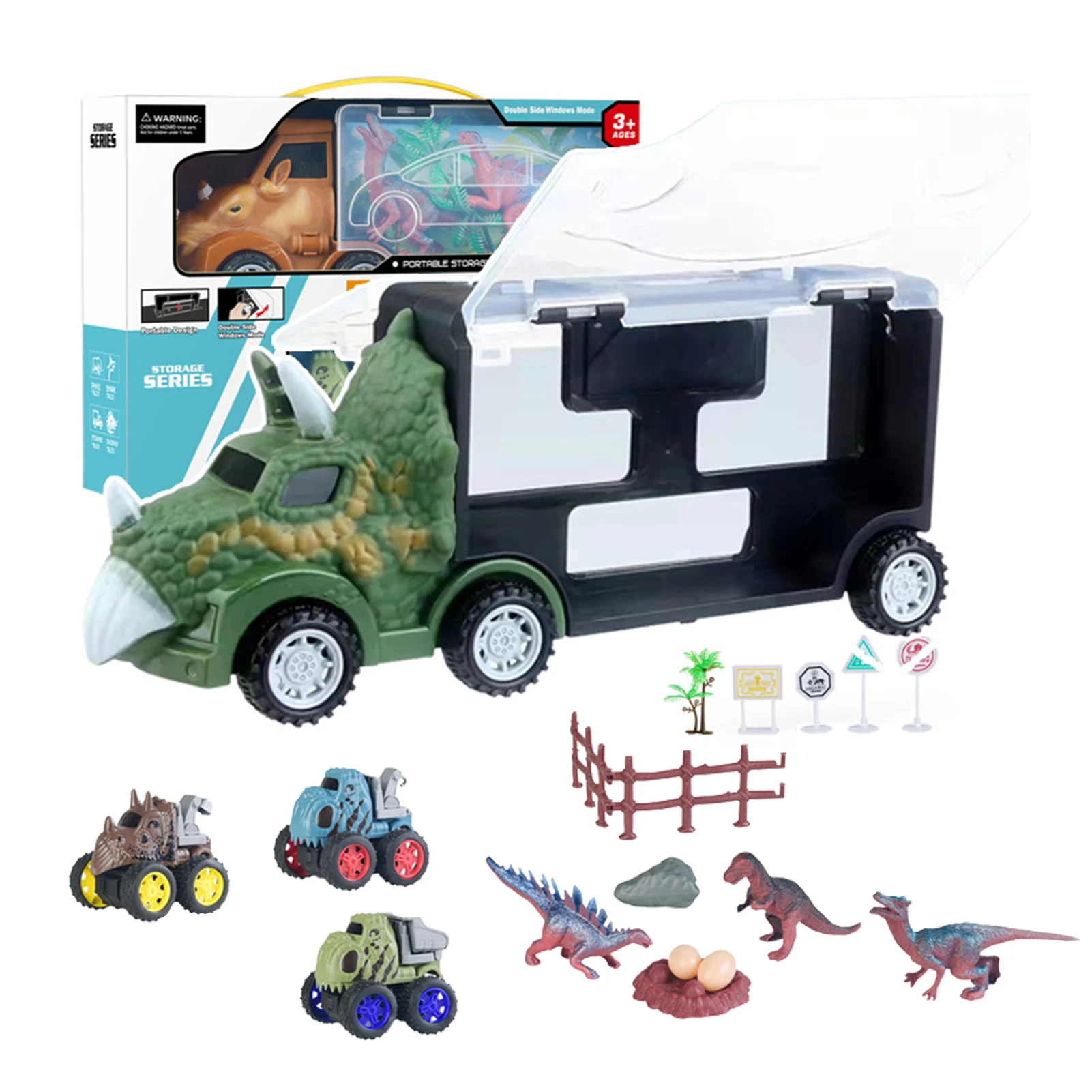

Toddlers Trucks Carrier Dinosaur Toy Dinosaur Model Storage Toy Set Dinosaur Toys Playset With 1 Large Dinosaur Car 1 Small Car