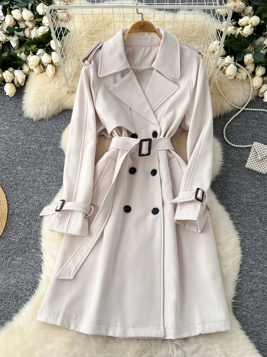 Осенне-зимняя женская одежда Chrysler коллекция 2024 года двубортное пальто с