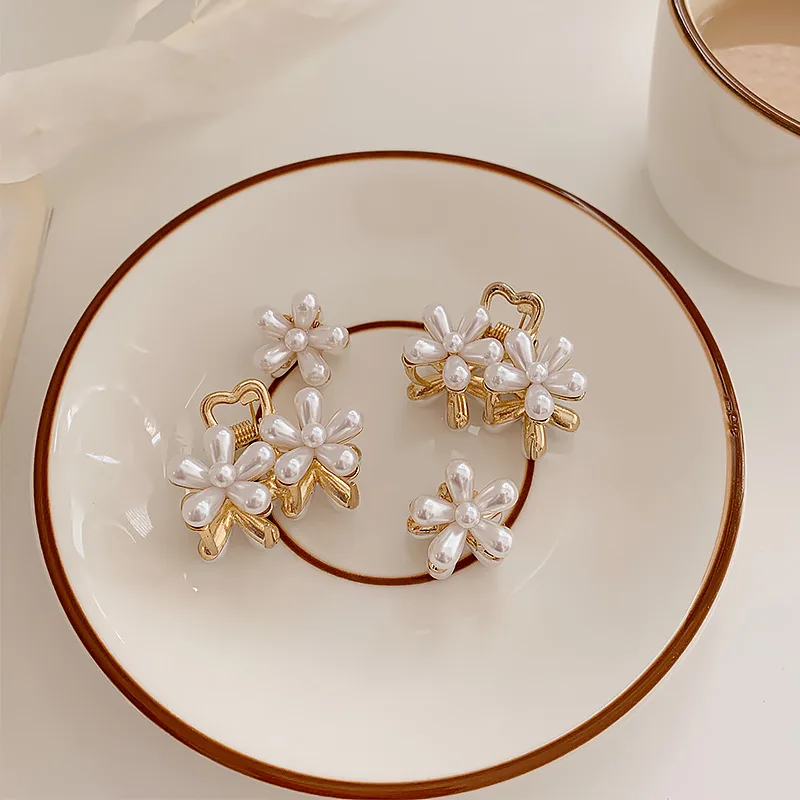 2 шт. винтажные Мини заколки для волос с имитацией жемчуга маргаритки в стиле