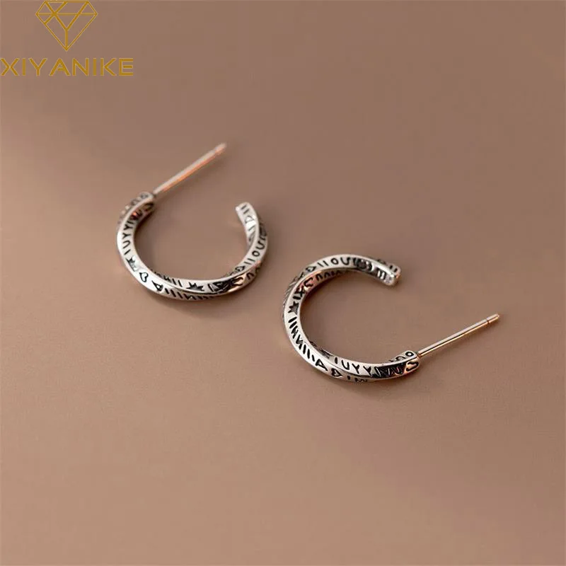 

DAYIN Vintage Thai Silver Twisted Stud Earrings For Women Girl Fashion Retro New Jewelry Party Friend Gift pendientes mujer