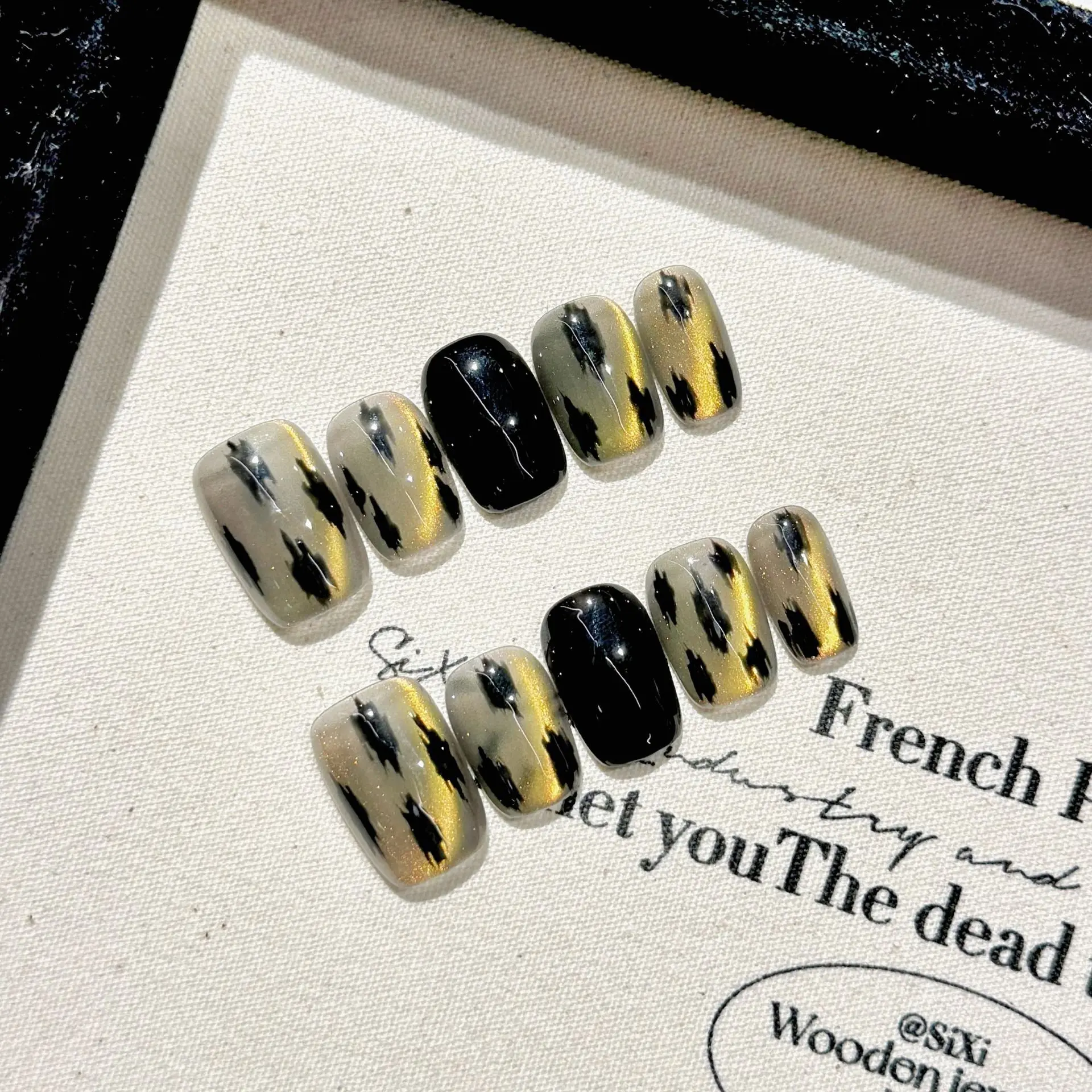 Леопардовые накладные ногти ручной работы кошачий глаз для фототерапии пресс