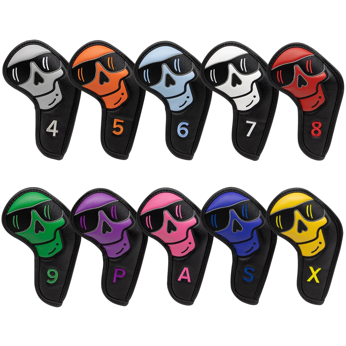 Colorful Sunglasses Golf Iron Head Covers Iron Headovers Wedges Covers 4-9 ASPX 10pcs with Black Color