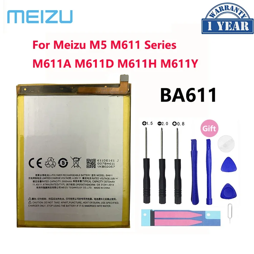 Новый оригинальный аккумулятор BA611 3070 мАч для Meizu M5 M 5 M611 Series M611A M611D M611H M611Y