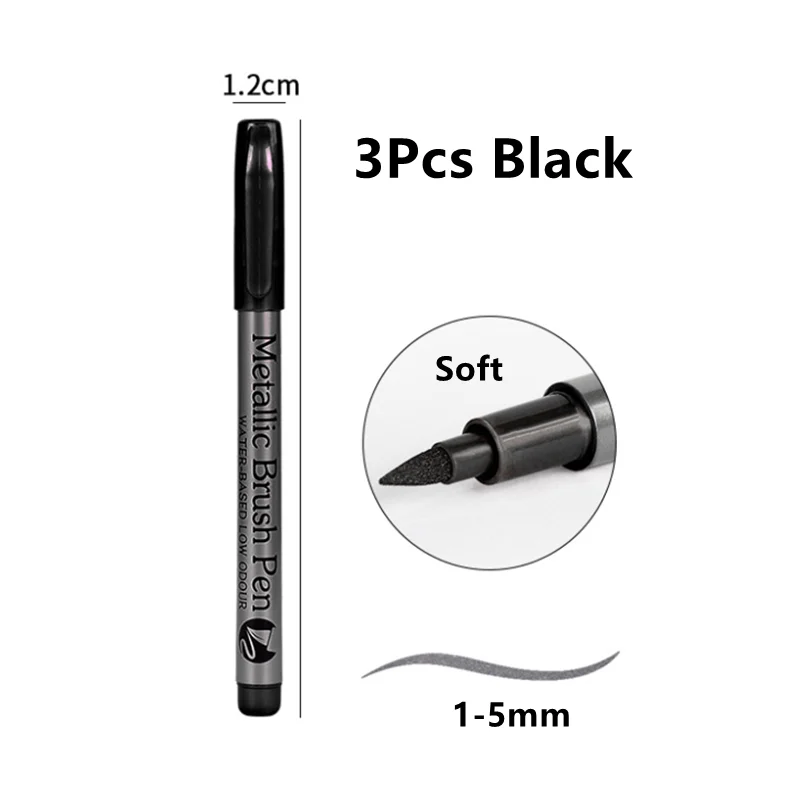 Водостойкие маркеры, набор из 3 штук, золотой, серебряный, белый