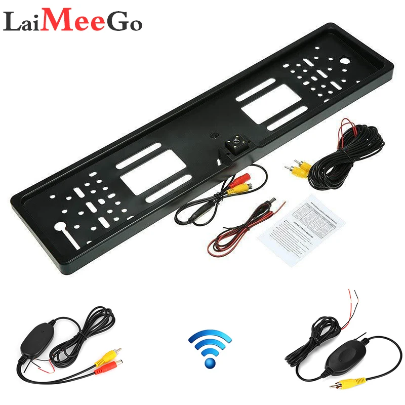 

2.4g wireless Universal European Car License Plate Frame Auto Number Plate Night Vision Rear View Backup camera for monitor gps