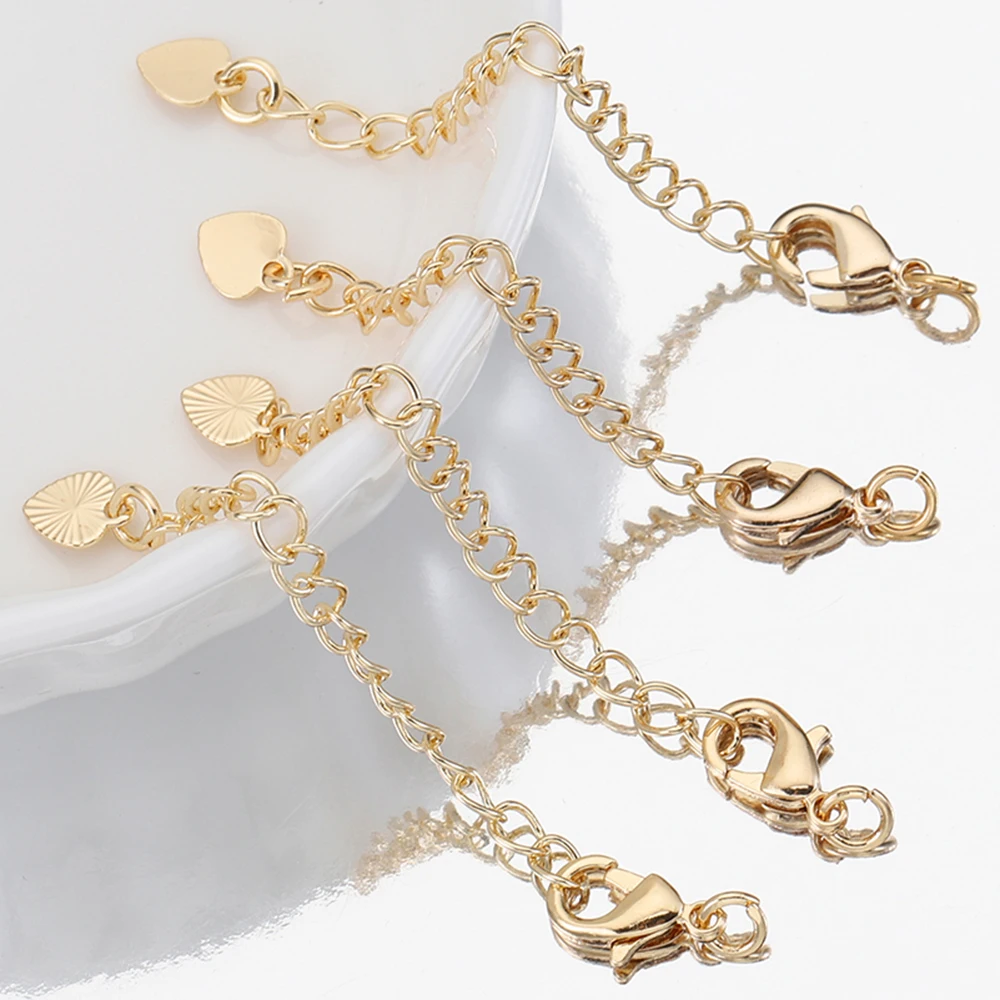 

6pcs/lot 65mm Gold Plated Brass Extender Chain with Lobster Clasps High Quality Jewelry Accessories DIY Making Bracelet Necklace