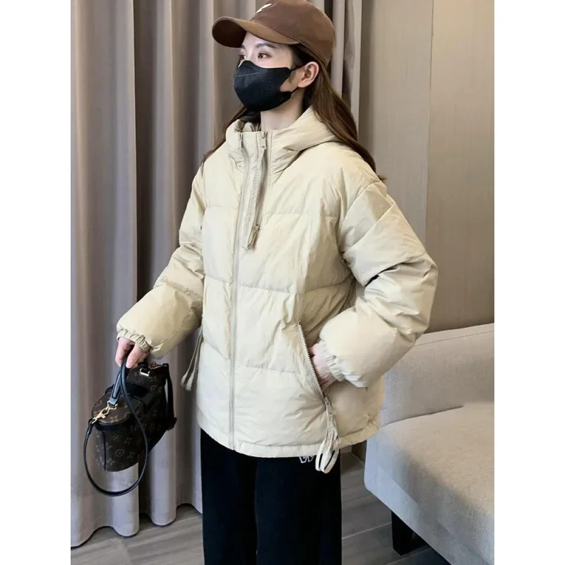Модное корейское пуховое хлопковое пальто с капюшоном женское зимнее 2024 Новое