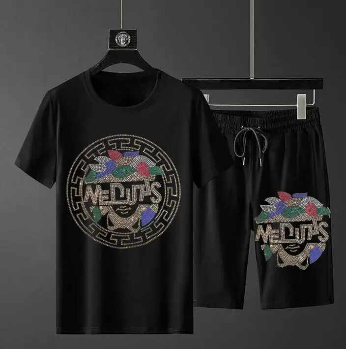 

Rhinestones Men's tracksuit Casual Top Fashion Hip Hop tracksuit Streetwear Male drop shipping