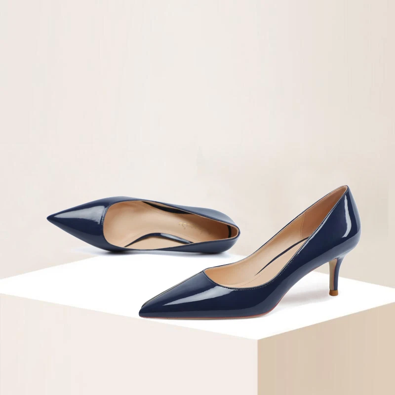 6cm Dark Blue High Heels Women 2022 Spring Autumn Elegant Patent Leather Party Benquet Pumps Pointed Toe Daily Wear Work Shoes